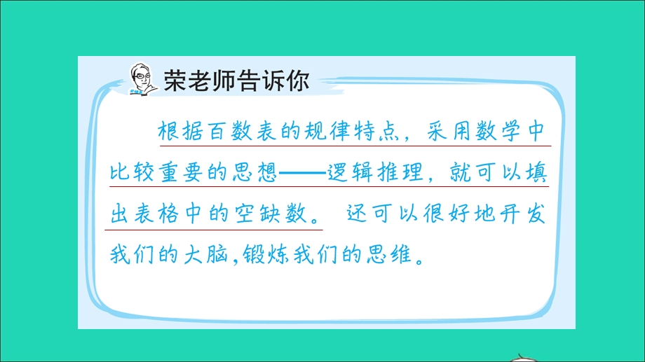 2022一年级数学下册 第3单元 100以内数的认识第11招 根据百数表巧填空缺数课件 冀教版.ppt_第2页