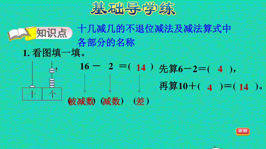 2021一年级数学上册 五 海鸥回来了——11-20各数的认识 信息窗2第4课时 十几减几的不退位减法习题课件 青岛版六三制.ppt_第3页