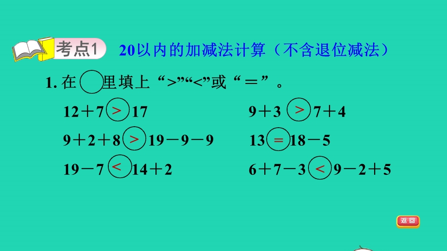 2021一年级数学上册 八 雪山乐园——总复习第3课时 20以内的加减法 (不含退位减法)习题课件 青岛版六三制.ppt_第3页