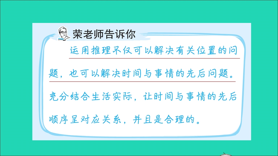 2022一年级数学下册 第2单元 认识钟表第10招 智用推理解决时间与事情的先后问题课件 冀教版.ppt_第2页