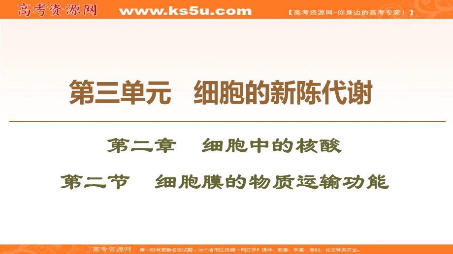 2019-2020学年中图版生物必修一课件：第3单元 第1章 第2节　细胞膜的物质运输功能 .ppt_第1页