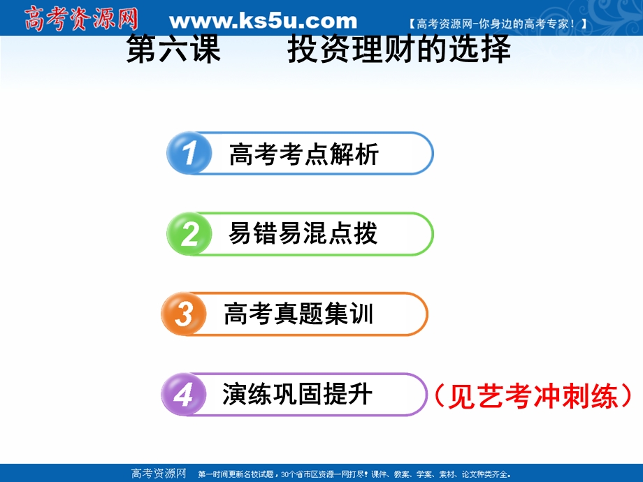 2019艺考生文化课冲刺点金-政治课件：必修一 经济生活 第6课 投资理财的选择 .ppt_第2页