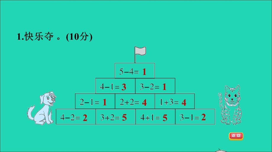 2021一年级数学上册 五 10以内的加法和减法阶段小达标5课件 冀教版.ppt_第3页