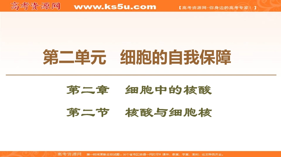 2019-2020学年中图版生物必修一课件：第2单元 第2章 第2节　核酸与细胞核 .ppt_第1页