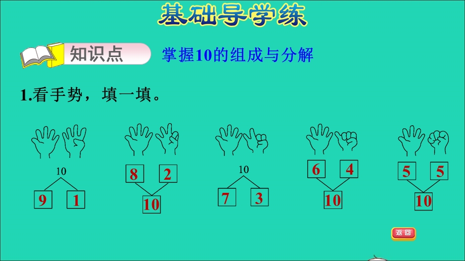 2021一年级数学上册 四 合与分第2课时 10的组成与分解习题课件 冀教版.ppt_第3页