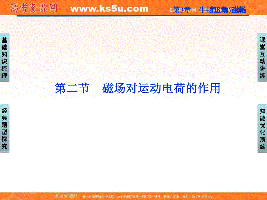 2012优化方案高三物理一轮复习课件--第8章第二节《磁场对运动电荷的作用》.ppt_第1页