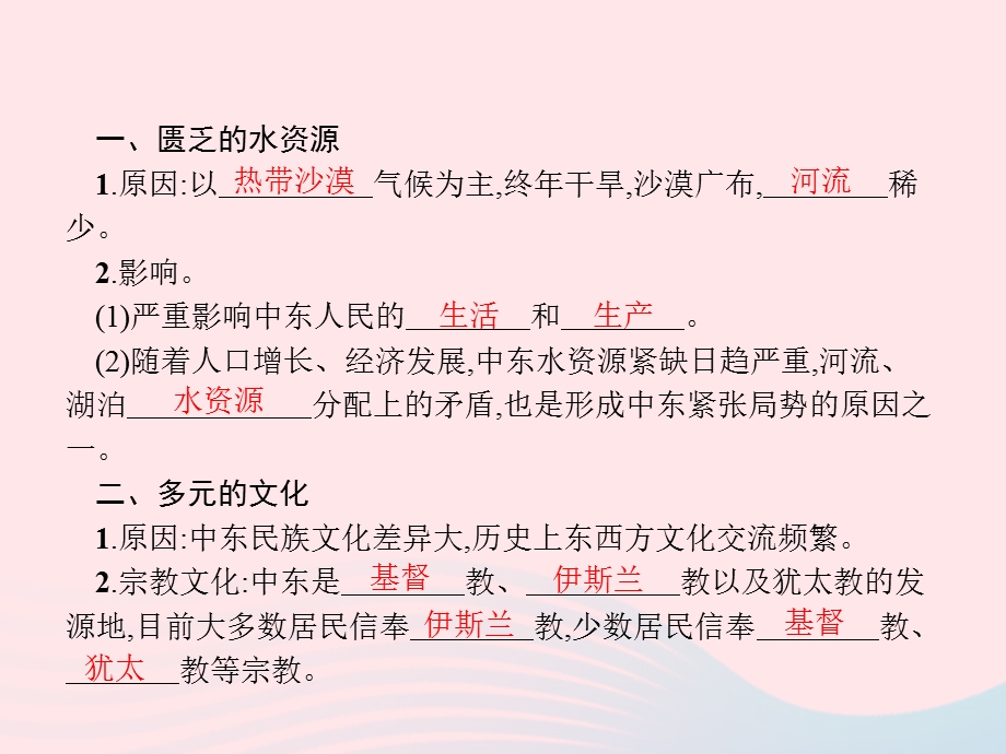 2023七年级地理下册 第八章 东半球其他的国家和地区 第1节 中东第2课时 匮乏的水资源 多元的文化课件 新人教版.pptx_第2页