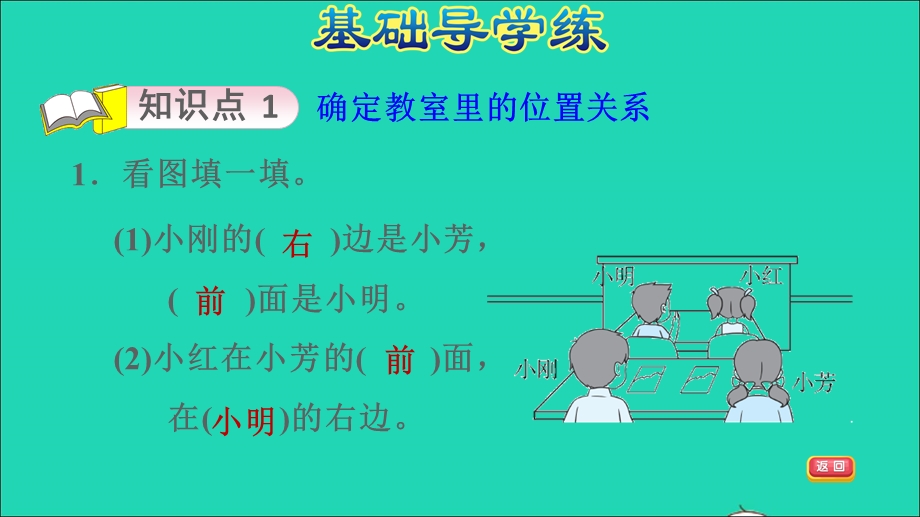 2021一年级数学上册 五 位置与顺序第4课时 教室习题课件 北师大版.ppt_第3页