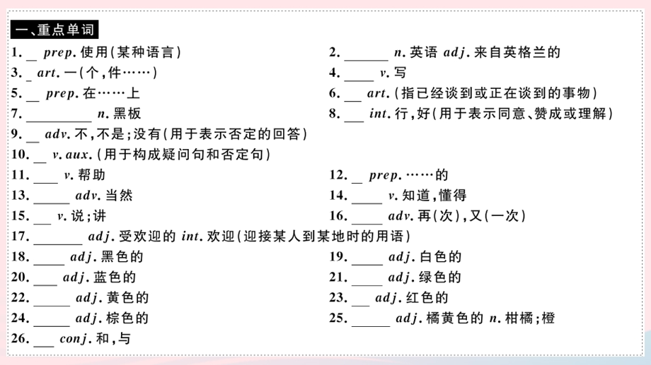 七年级英语上册 Starter Module 3 My English book（小册子）课件 （新版）外研版.pptx_第2页