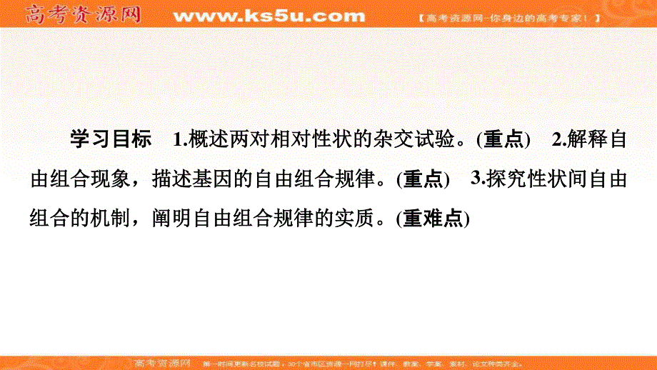 2019-2020学年中图版生物必修二课件：第2单元 第2章 第1节　自由组合规律试验 .ppt_第2页