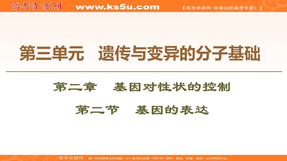 2019-2020学年中图版生物必修二课件：第3单元 第2章 第2节　基因的表达 .ppt_第1页