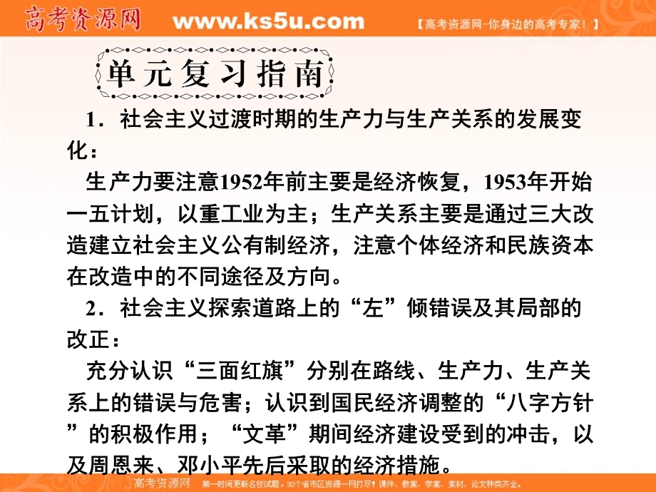 2013名师导学系列一轮复习课件历史必修2 第4单元 中国特色社会主义建设的道路 4（新人教版）.ppt_第2页