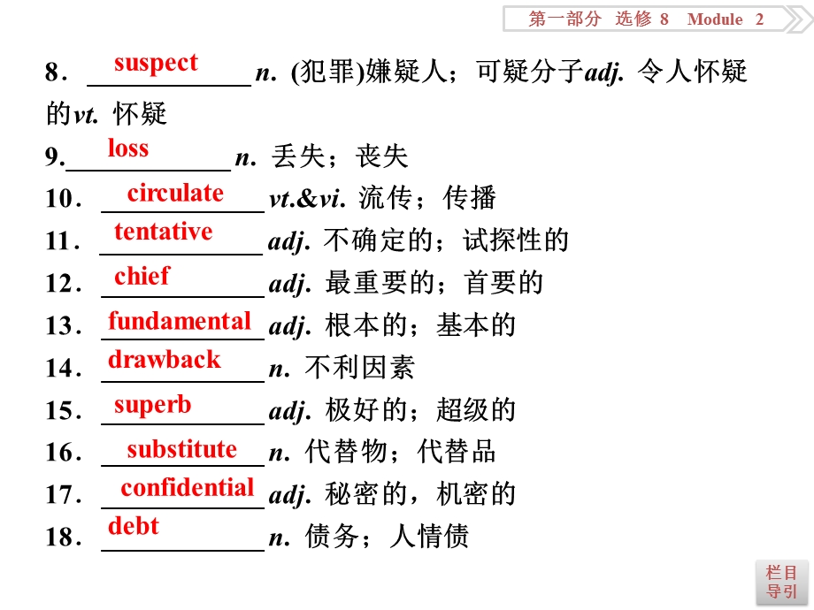 2017优化方案高考总复习&英语（外研版）课件：第一部分基础考点聚焦 选修8MODULE2 .ppt_第3页