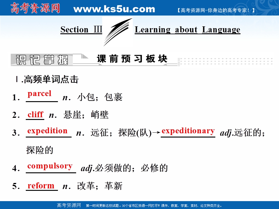 017学年高中英语人教版选修9课件：UNIT 2 SECTION Ⅲ　LEARNING_ABOUT_LANGUAGE .ppt_第1页