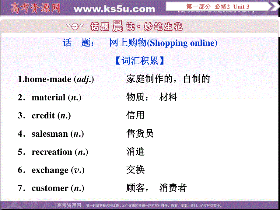 2017优化方案高考总复习&英语（浙江专用）课件：第一部分 基础考点聚焦 必修2UNIT3 .ppt_第2页