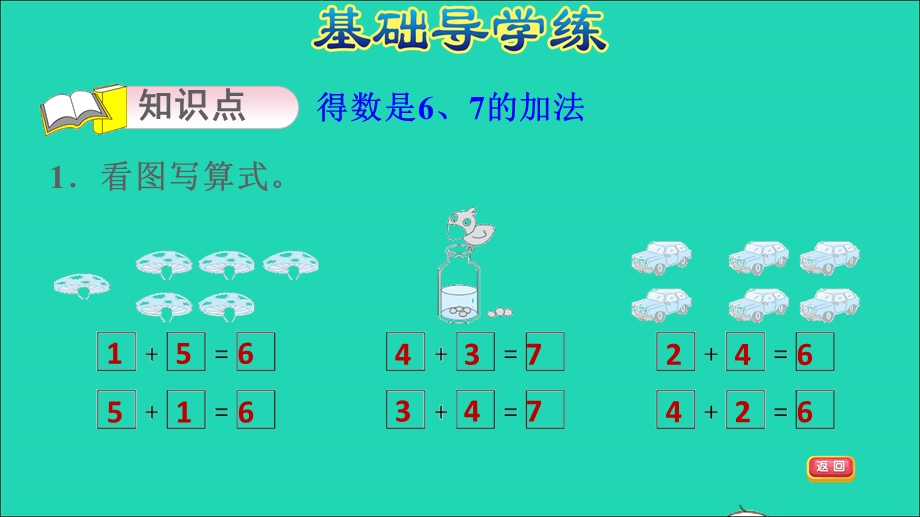 2021一年级数学上册 第8单元 10以内的加法和减法第4课时 得数是6、7的加法习题课件 苏教版.ppt_第3页