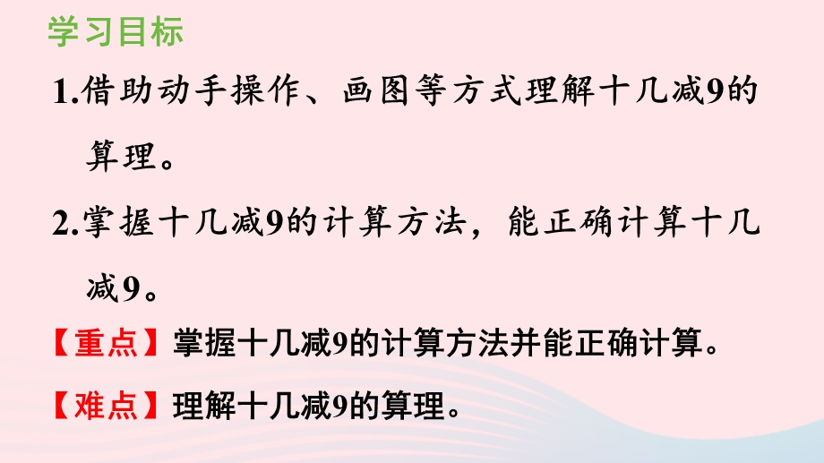 2022一年级数学下册 2 20以内的退位减法第1课时 十几减9课件 新人教版.pptx_第2页