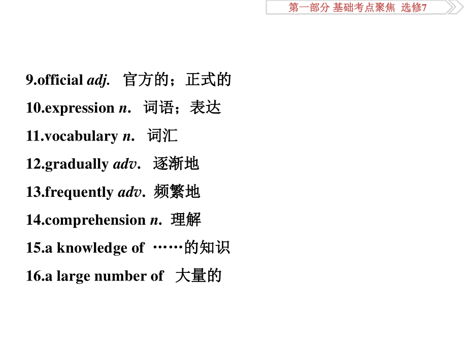 2017优化方案高考总复习&英语（北师大版）课件：第一部分基础考点聚焦 选修7UNIT 19 .ppt_第3页