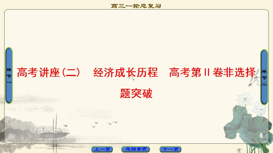 2018北师大版历史高考一轮复习课件 高考讲座2 经济成长历程 高考第Ⅱ卷非选择题突破 .ppt_第1页