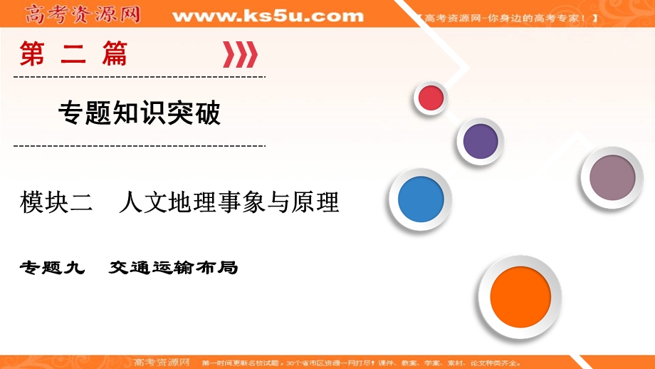 2018大二轮高考总复习地理课件：第2篇 专题9交通运输布局 .ppt_第1页