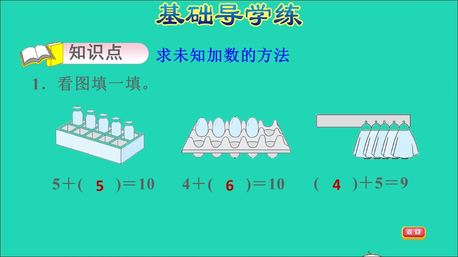 2021一年级数学上册 第8单元 10以内的加法和减法第10课时 求未知加数习题课件 苏教版.ppt_第3页