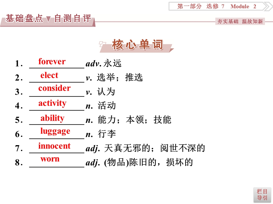 2017优化方案高考总复习&英语（外研版）课件：第一部分基础考点聚焦 选修7MODULE2 .ppt_第2页