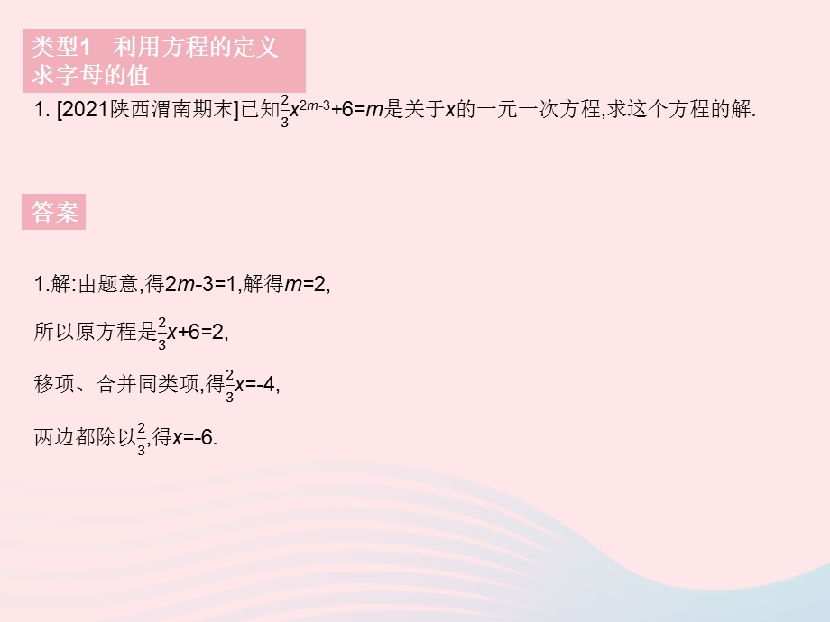 2023七年级数学下册 第6章 一元一次方程专项2 利用方程的相关概念求字母的值作业课件 （新版）华东师大版.pptx_第3页