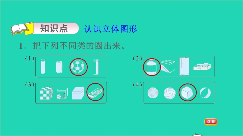 2021一年级数学上册 第6单元 认识图形（一）第1课时 认识立体图形习题课件 苏教版.ppt_第3页