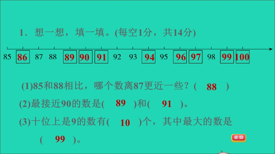 2022一年级数学下册 第3单元 认识100以内的数阶段小达标（6）课件 苏教版.ppt_第3页