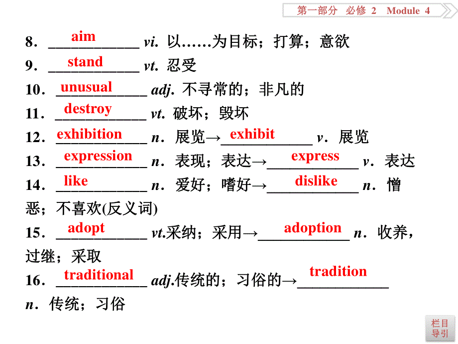 2017优化方案高考总复习&英语（外研版）课件：第一部分基础考点聚焦 必修2MODULE4 .ppt_第3页