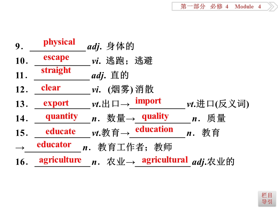 2017优化方案高考总复习&英语（外研版）课件：第一部分基础考点聚焦 必修4MODULE4 .ppt_第3页