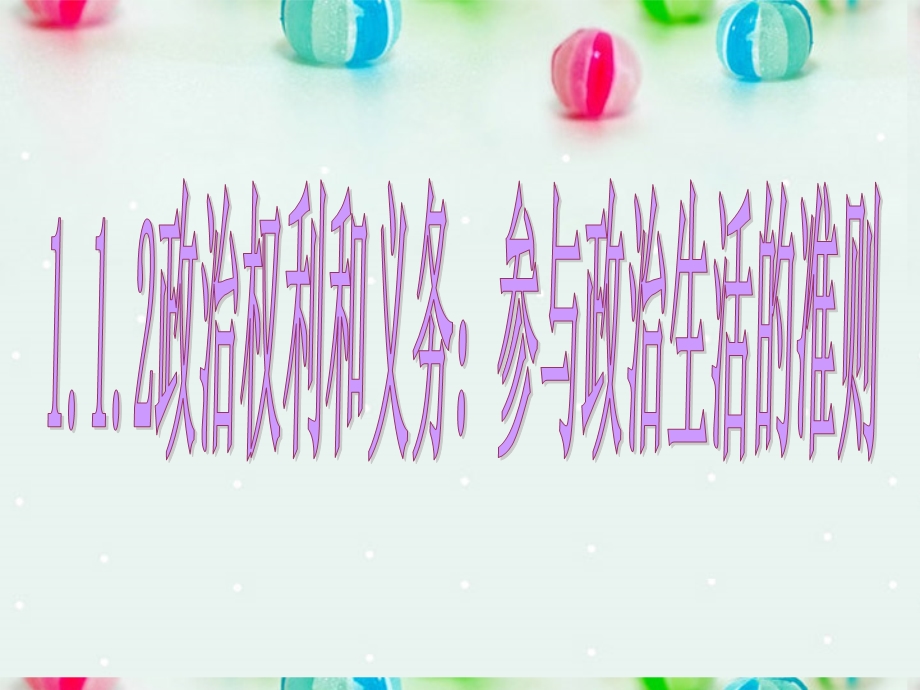 2013学年高一政治精品课件：1.1.2 政治权利和义务 参与政治生活的准则3 新人教版必修2.ppt_第1页