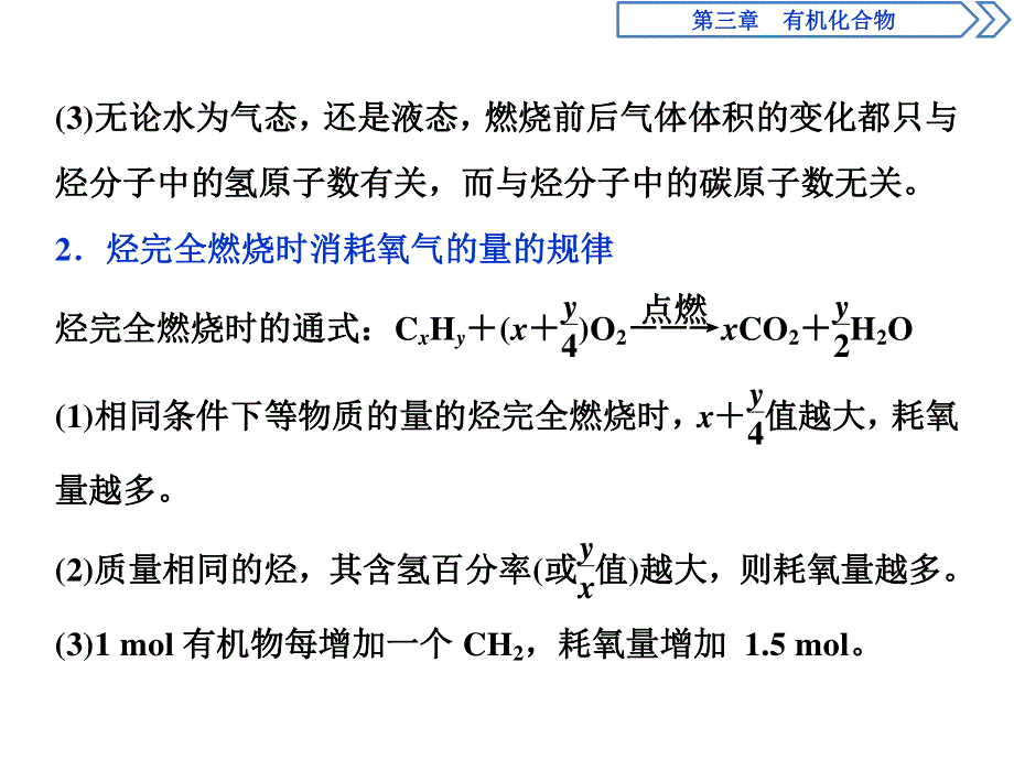 2019-2020学年人教版化学必修二江苏专用课件：第三章 微专题突破4　烃的燃烧规律 .ppt_第3页