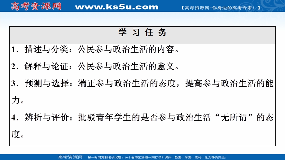 2021-2022学年人教版政治必修2课件：第1单元 第1课 第3框　政治生活：自觉参与 .ppt_第2页