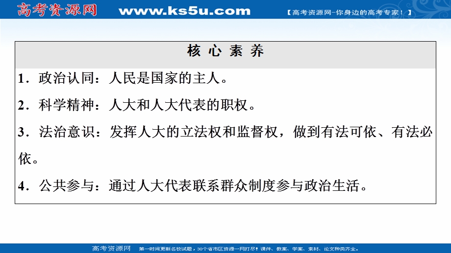 2021-2022学年人教版政治必修2课件：第3单元 第6课 第1框　人民代表大会：国家权力机关 .ppt_第3页