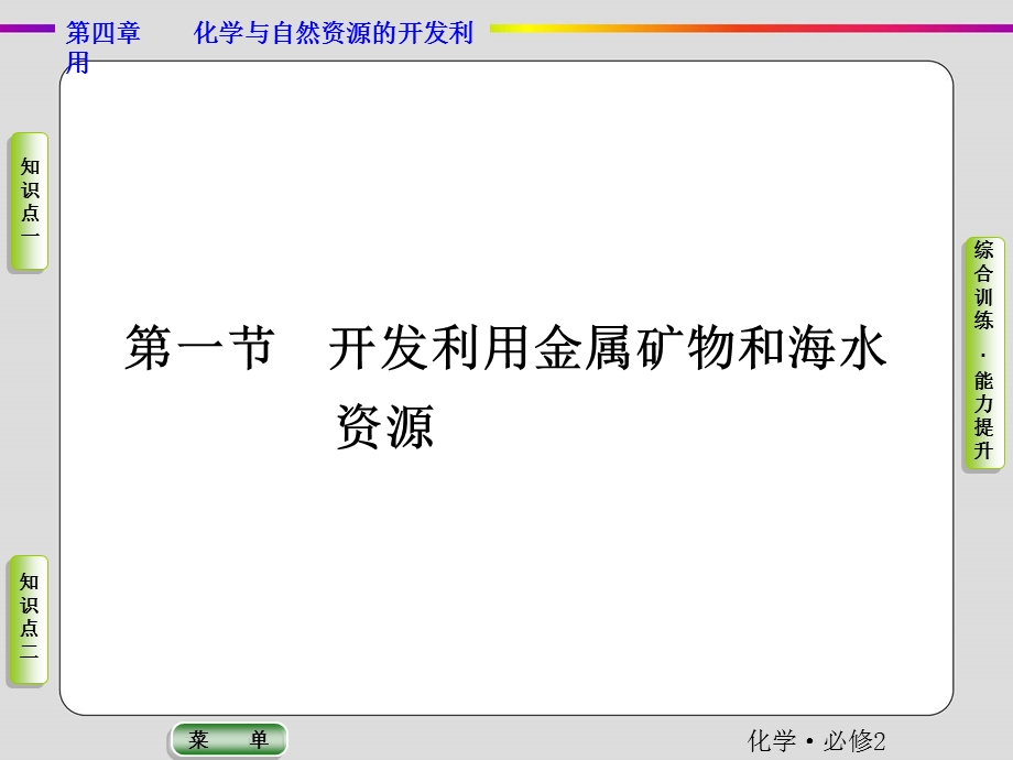 2019-2020学年人教版化学必修二抢分教程课件：第四章第一节第一课时 金属矿物的开发利用 .ppt_第2页