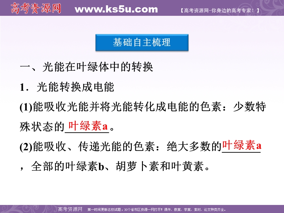 2012优化方案高考生物总复习（大纲版）课件：选修部分第2章第1讲光合作用.ppt_第3页