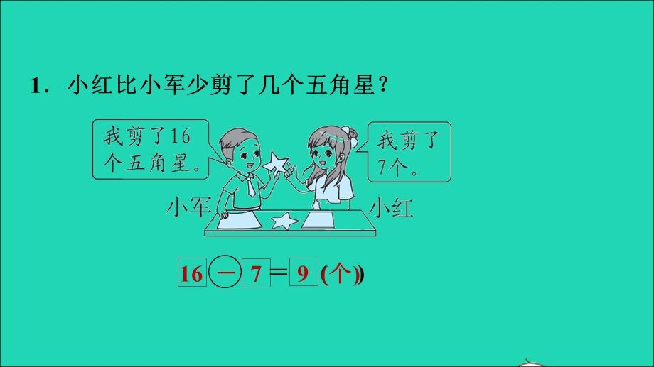 2022一年级数学下册 第5单元 100以内的加减法（一）信息窗3 第6课时 用减法解决问题的练习习题课件 青岛版六三制.ppt_第3页