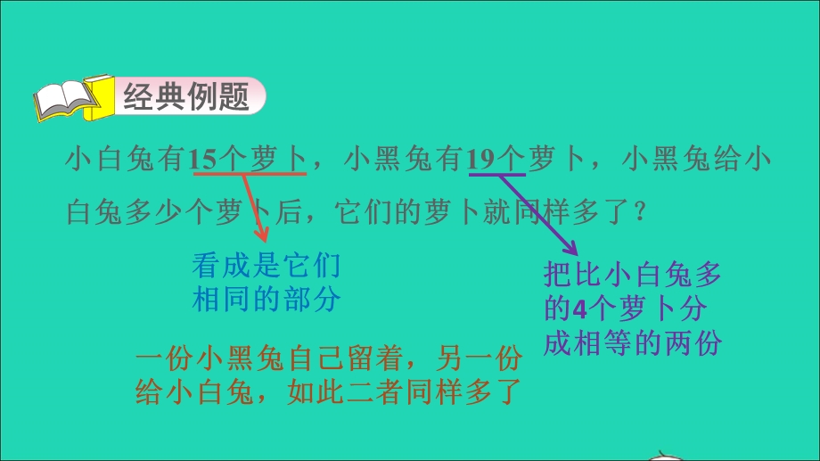 2022一年级数学下册 第5单元 100以内的加法和减法（一）第15招 巧妙分变同样多课件 冀教版.ppt_第3页