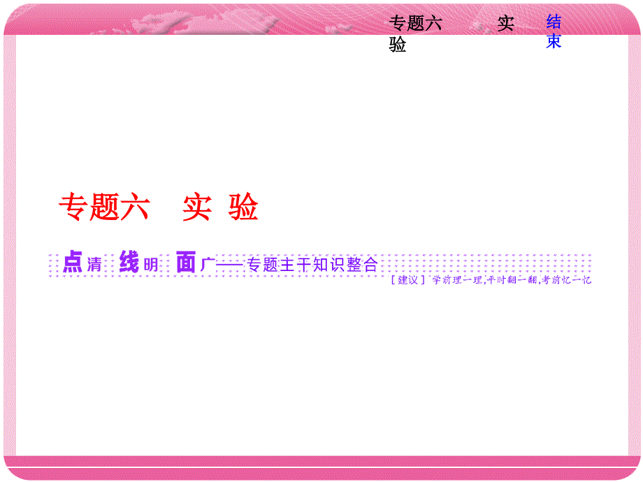 2018学年高中三维专题二轮复习生物江苏专版课件：第一部分 专题六 实验 .ppt_第1页