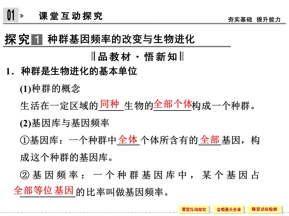 2016-2017学年生物人教版必修2（广东专用）课件：7-2现代生物进化理论的主要内容.ppt_第3页