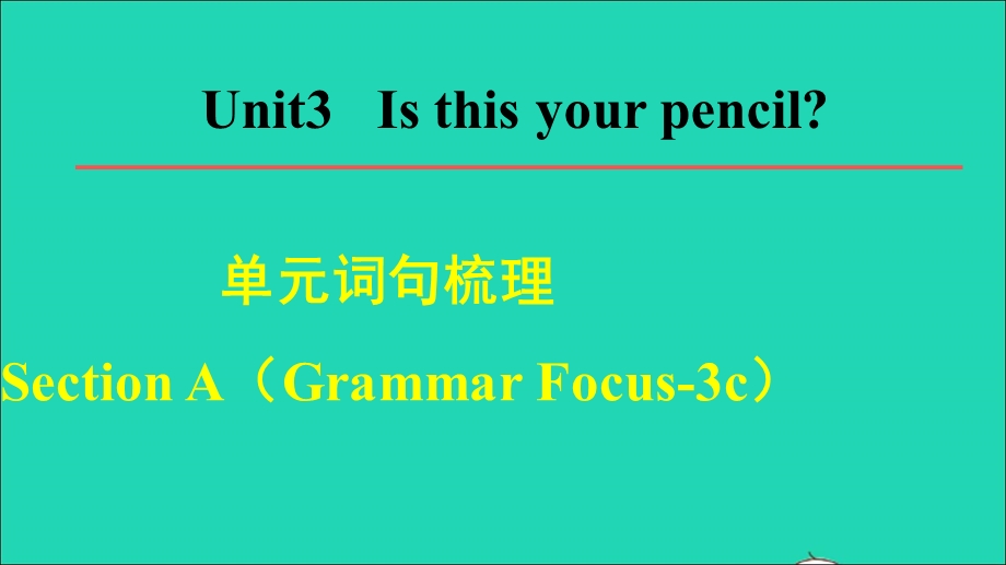 2021七年级英语上册 Unit 3 Is this your pencil词句梳理Section A (Grammar Focus-3c)课件（新版）人教新目标版.ppt_第1页