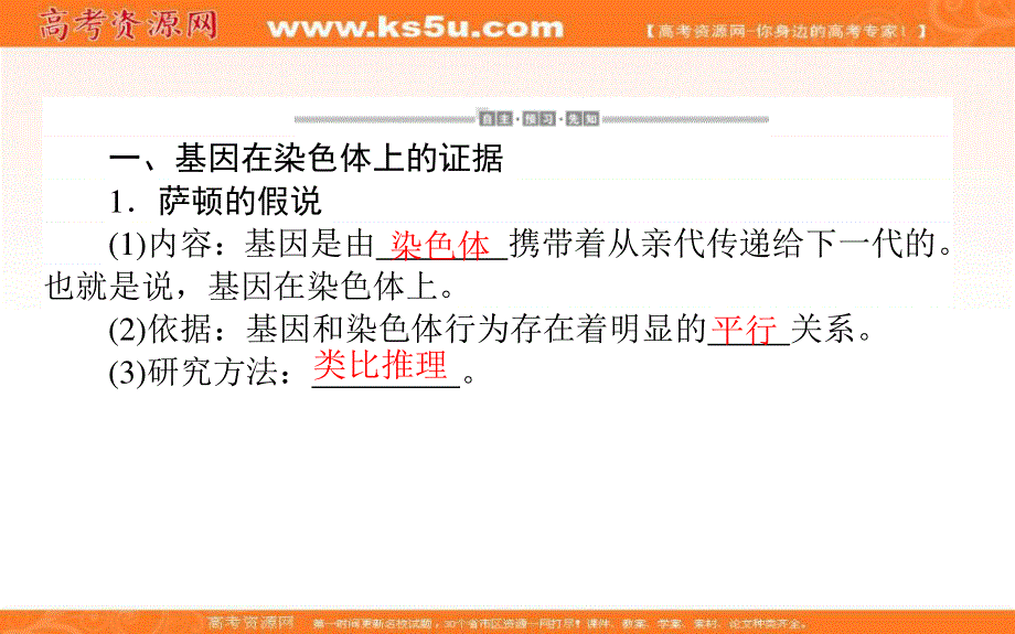 2020-2021人教版生物必修2课件：2-2 基因在染色体上 .ppt_第3页