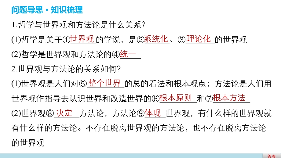 2017届高考政治二轮复习（浙江专用课件）专题复习：专题十三　哲学的基本思想和基本派别 考点一 .pptx_第2页