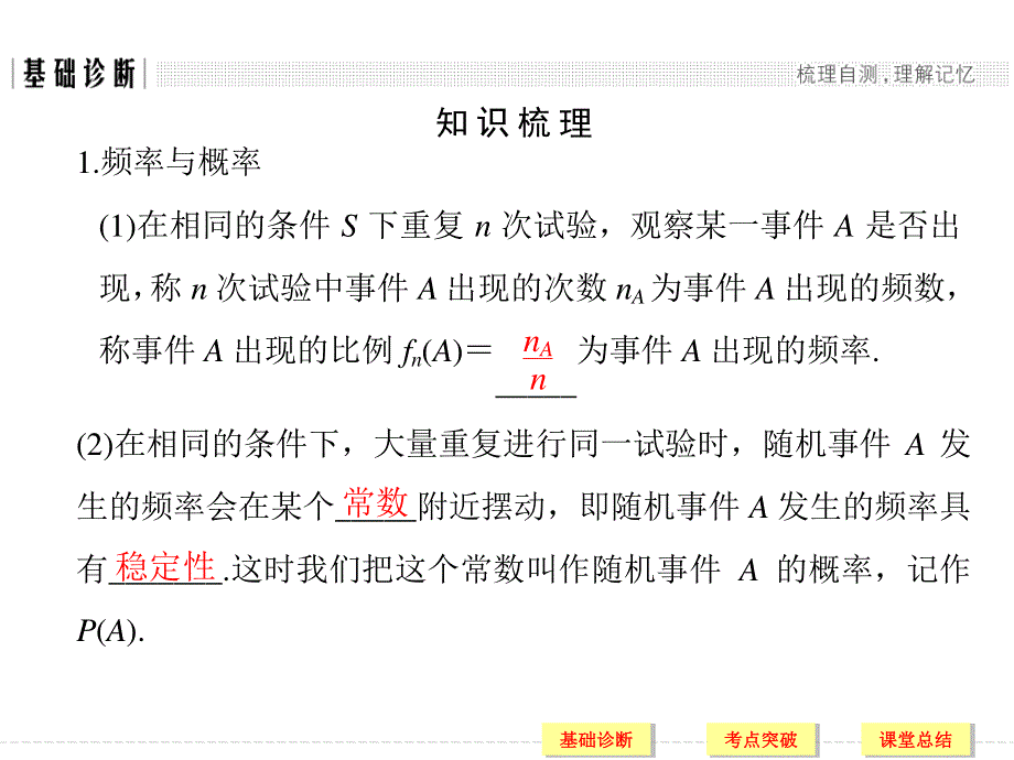 2018届北师大版高三数学一轮复习课件：第十一章 计数原理、概率、随机变量及其分布 第4讲 .ppt_第3页