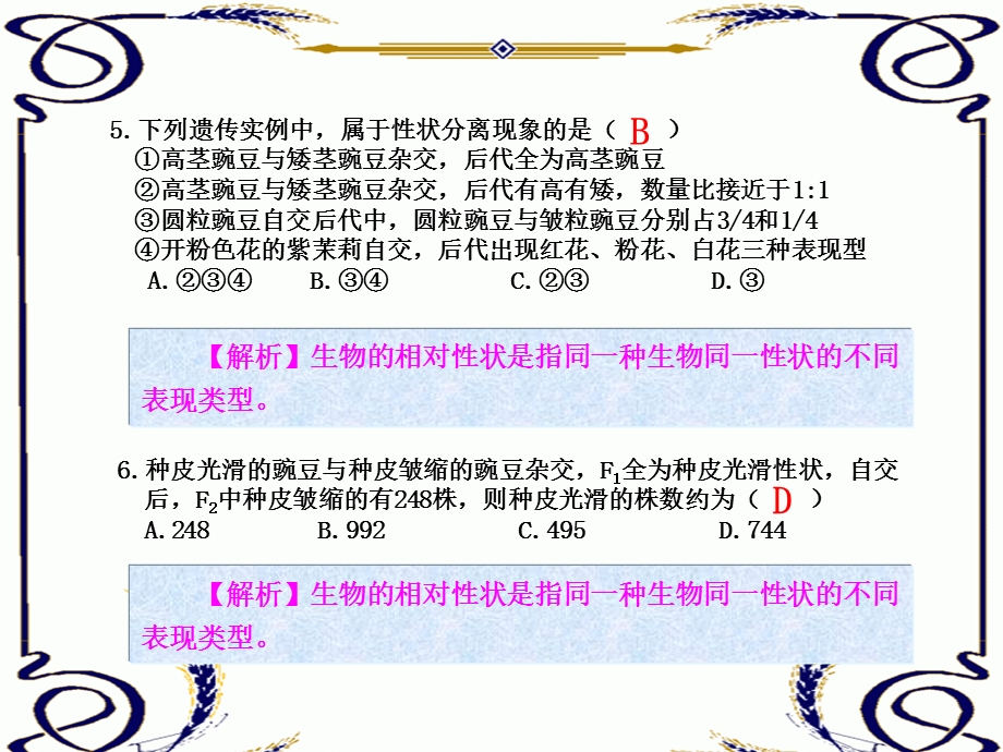 2013学年高一新人教版生物必修2练案课件 练案1 孟德尔的豌豆杂交实验（一）.ppt_第3页