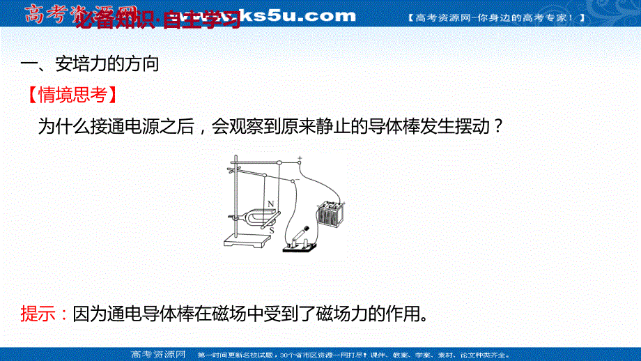 2021-2022学年人教版物理选择性必修第二册课件：第一章 1-磁场对通电导线的作用力 .ppt_第3页