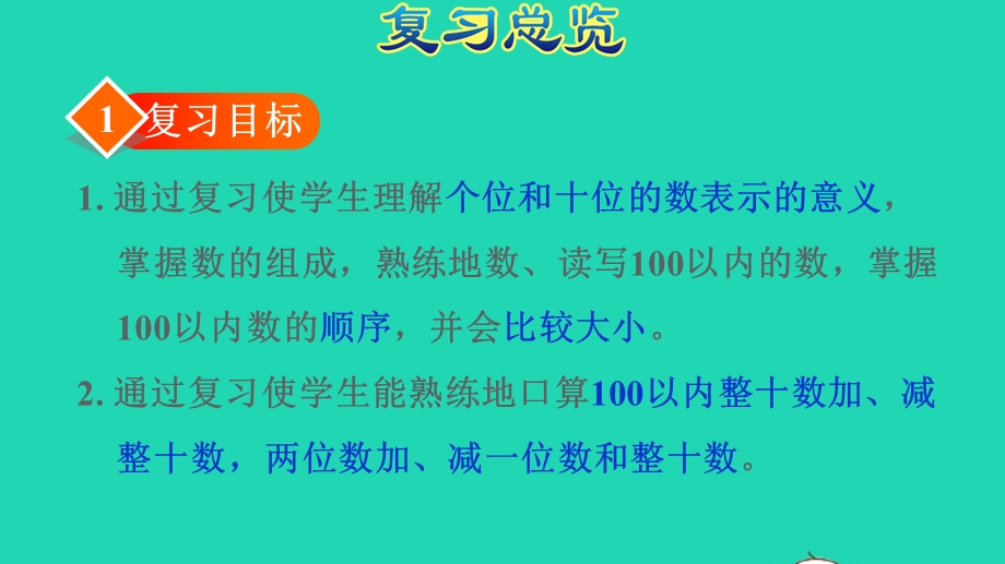 2022一年级数学下册 期末整理与复习 100以内数的认识和加减法授课课件 新人教版.pptx_第3页