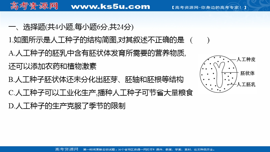 2021-2022学年人教版生物选修3习题课件：课时练习 2-1-2 植物细胞工程的实际应用 .ppt_第2页