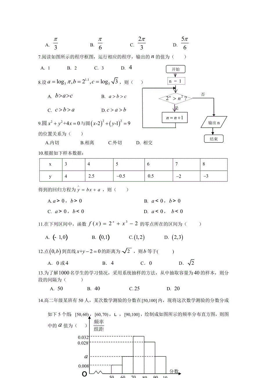 云南省开远市第四中学2015-2016学年高二下学期期中考试数学试题 WORD版含答案.doc_第2页